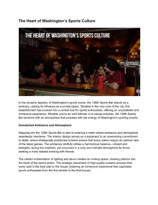 The Heart of Washington’s Sports Culture