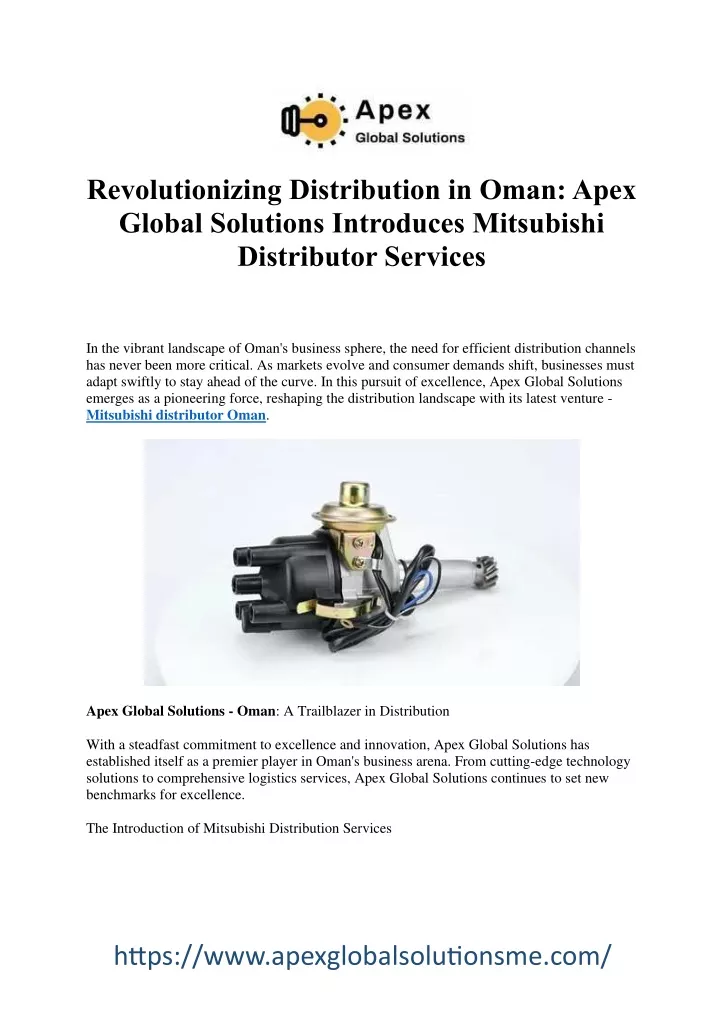 revolutionizing distribution in oman apex global