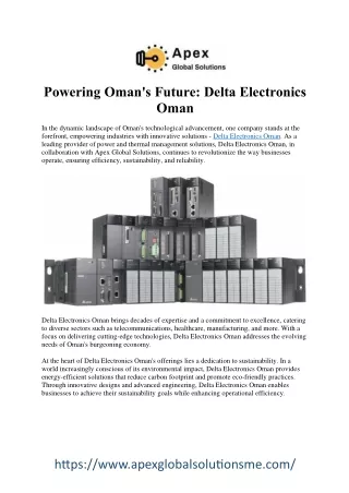 Delta Electronics: Powering Innovation in Oman