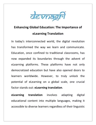 Enhancing Global Education: The Importance of eLearning Translation