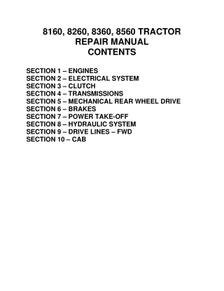 Ford New Holland 8160 Tractor Service Repair Manual