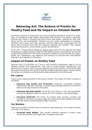 balancing act the science of premix for poultry