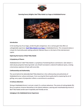 Savoring Savory Delights: Beef Tikka Kabob Las Vegas at Halalkabob Korner
