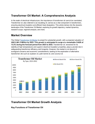 Transformer Oil Market_ A Comprehensive Analysis