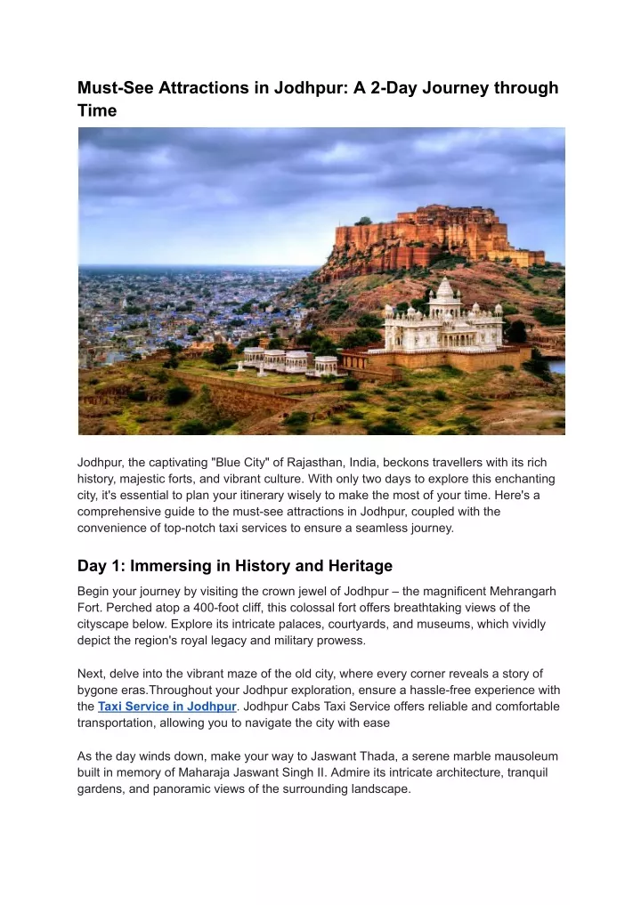 must see attractions in jodhpur a 2 day journey