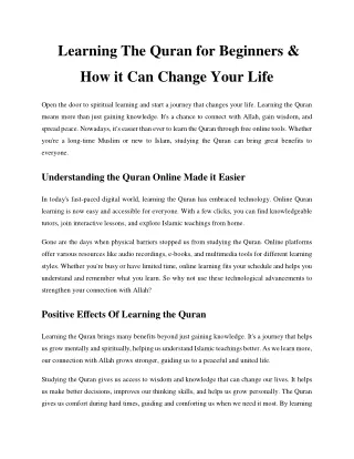 learning the quran for beginners