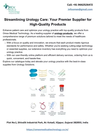 Streamlining Urology Care Your Premier Supplier for High-Quality Products