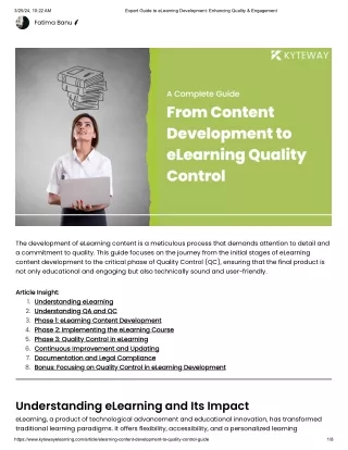 From eLearning Content Development to Quality Control
