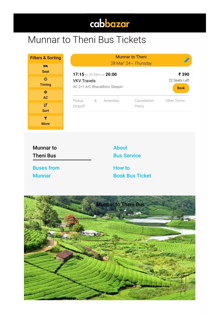 munnar to theni bus tickets