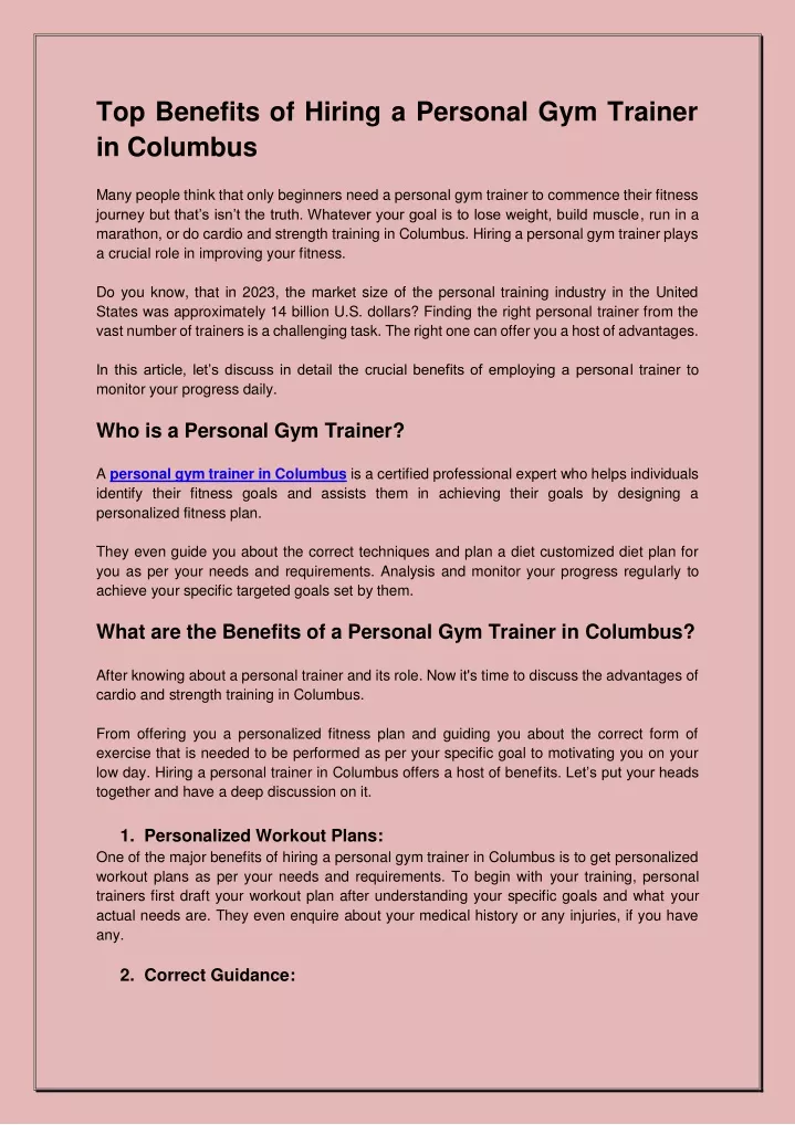 top benefits of hiring a personal gym trainer
