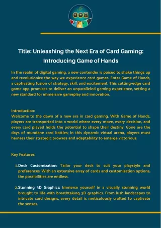 Unleash Your Card Gaming Potential with Game of Hands