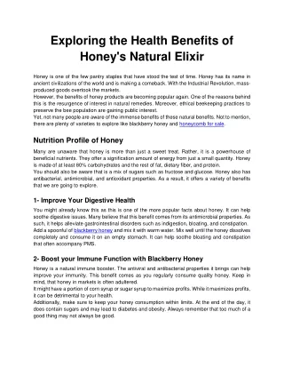 exploring the health benefits of honey s natural