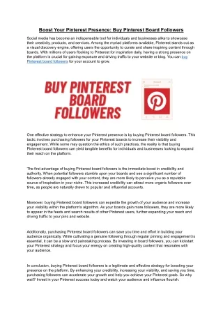 Boost Your Pinterest Presence -Buy  Pinterest Board Followers