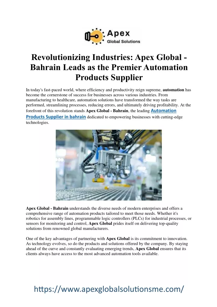 revolutionizing industries apex global bahrain