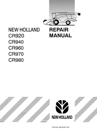 New Holland CR920 Combine Harvesters Service Repair Manual