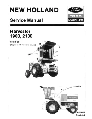 Ford New Holland Harvester 1900 Service Repair Manual