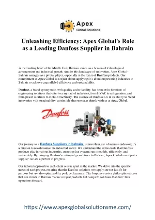 Danfoss Suppliers in Bahrain: Quality Solutions for Industrial Needs