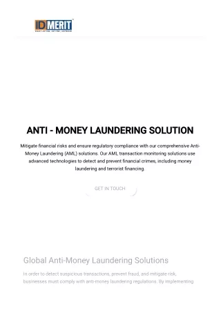 Anti-Money Laundering Solutions UK