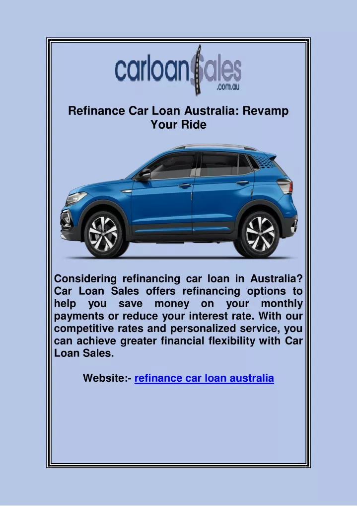 refinance car loan australia revamp your ride