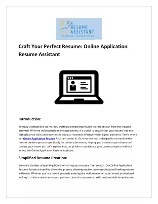 Craft Your Perfect Resume: Online Application Resume Assistant