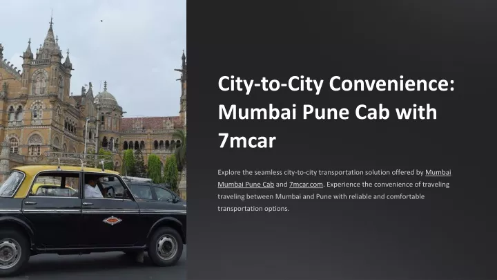 city to city convenience mumbai pune cab with