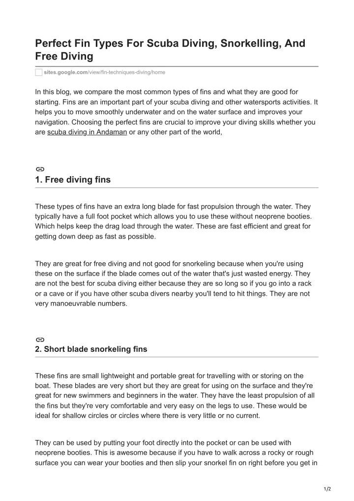 PPT Which fin types to choose for scuba diving and snorkelling