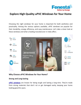 Explore High Quality uPVC Windows for Your Home