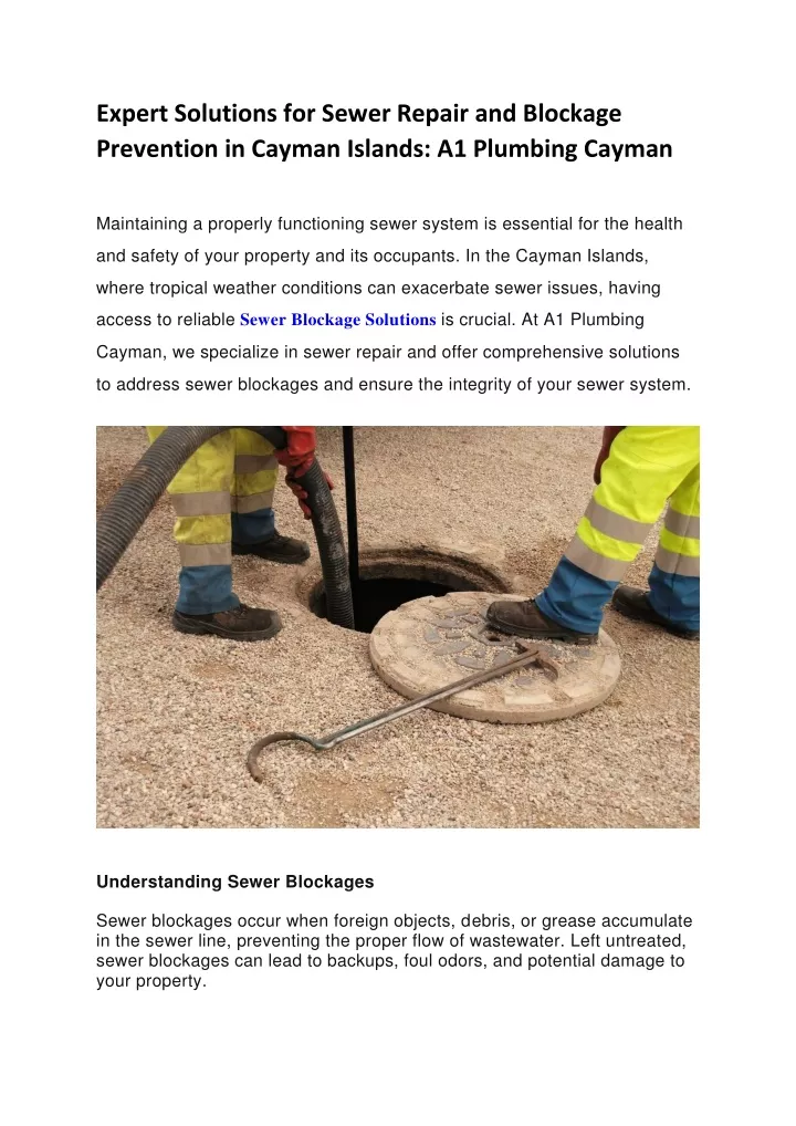 expert solutions for sewer repair and blockage