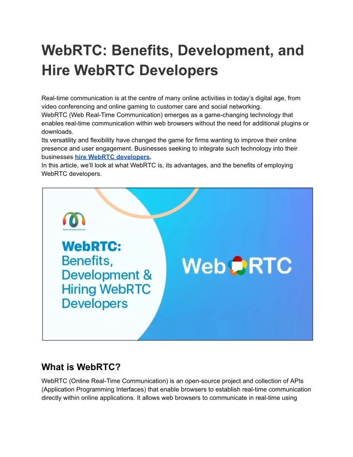 webrtc benefits development and hire webrtc