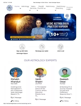 Best Astrologer In Delhi Online - Vedic Astrologer Kapoor