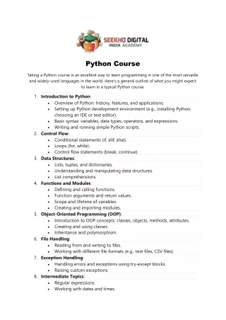 Advanced Python course in mohali