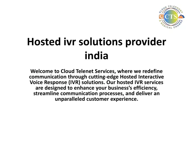 hosted ivr solutions provider india