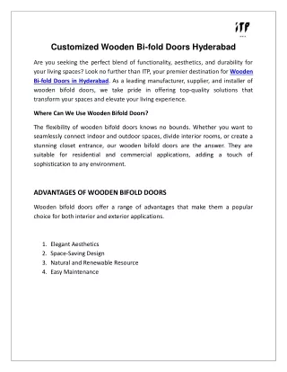 Customized Wooden Bi-fold Doors in Hyderabad