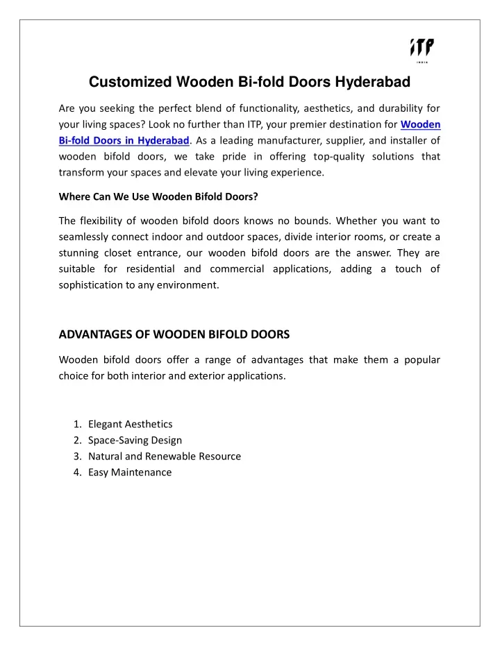 customized wooden bi fold doors hyderabad