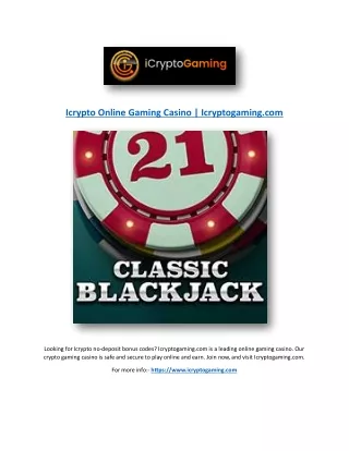 Icrypto Online Gaming Casino | Icryptogaming.com