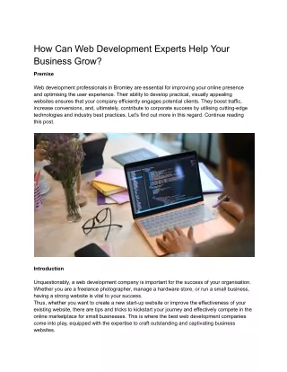 How Can Web Development Experts Help Your Business Grow