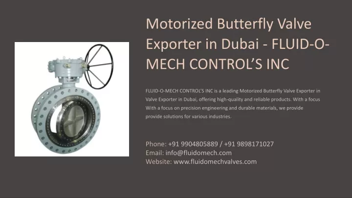 motorized butterfly valve exporter in dubai fluid