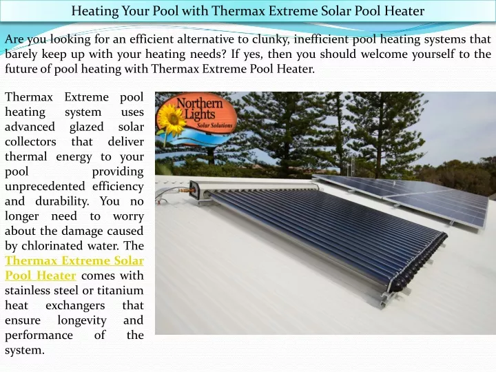 heating your pool with thermax extreme solar pool