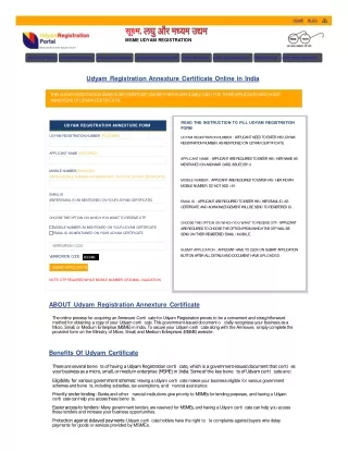 Udyam Registration Annexture Certificate Online in India