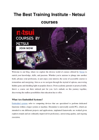 The Best Training Institute - Netsui Courses
