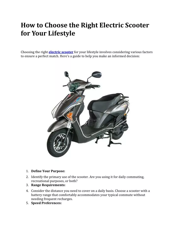 how to choose the right electric scooter for your