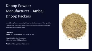 Dhoop Powder Manufacturer, Best Dhoop Powder Manufacturer
