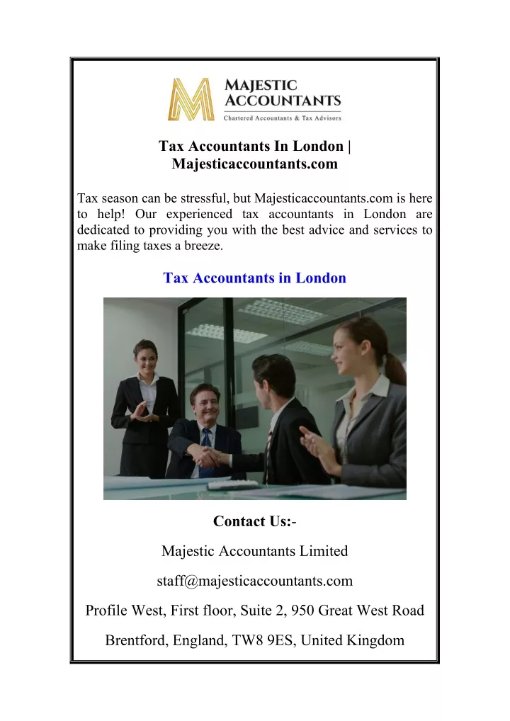 tax accountants in london majesticaccountants com