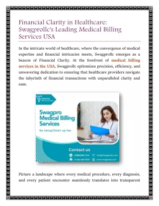 Financial Clarity in Healthcare Swagprollc's Leading Medical Billing Services USA