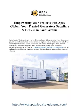 Top Generators Suppliers & Dealers in Saudi Arabia