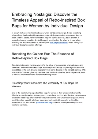 Embracing Nostalgia_ Discover the Timeless Appeal of Retro-Inspired Box Bags for Women by Individual Design