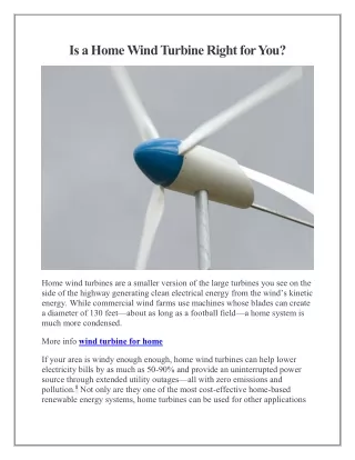 Is a Home Wind Turbine Right for You