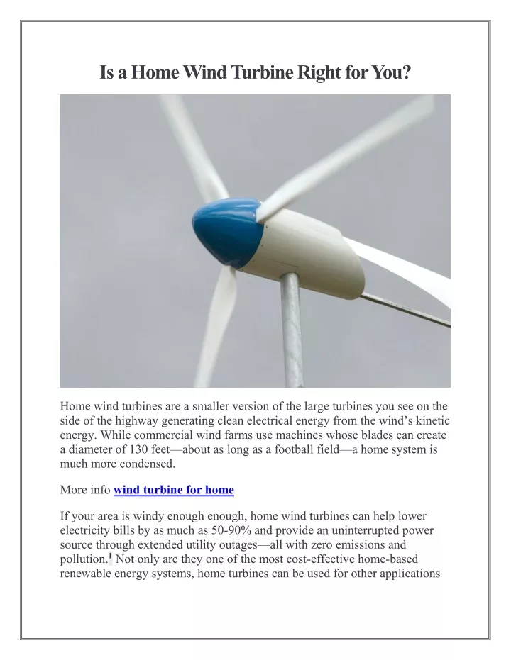 is a home wind turbine right for you