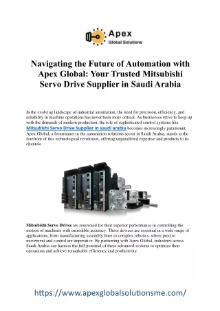 Reliable Mitsubishi Servo Drive Supplier in Saudi Arabia