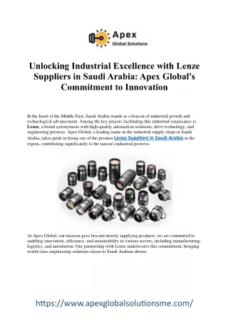 Lenze Suppliers in Saudi Arabia: Powering Industry with Precision